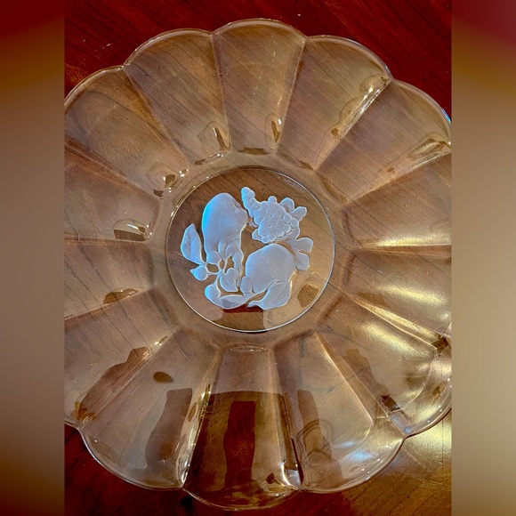 VAL St LAMBERT "Brussels" Clear Crystal Fruit Serving Torte Platter - Picture 5 of 9